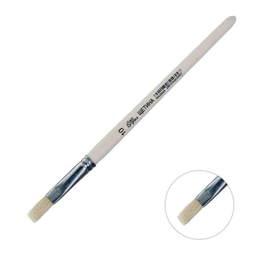 Цена за 5 шт. Кисть для рисования, Щетина плоская №10 (ширина обоймы 10 мм; длина волоса 18 мм), деревянная ручка, Calligrata