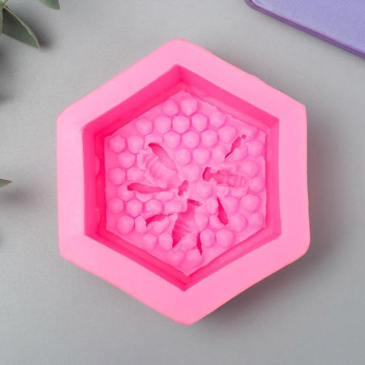 Силиконовый молд, форма для заливки «Соты и пчёлы», 3×7.9×7.2 см