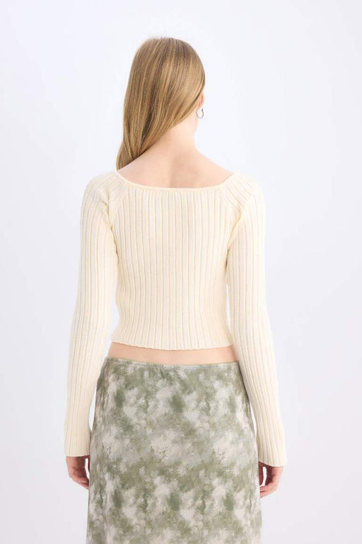 Приталенный трикотаж с открытыми плечами - Defacto фото 6