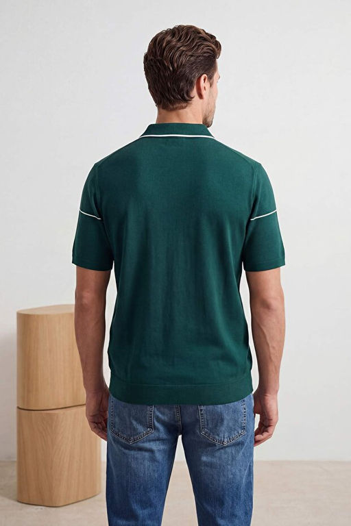 Ye_il Regular/Normal Kesim Biye Detayl_ D__meli Polo Yaka Triko T-Shirt TMNSS26TS00019 - Trendyolmilla фото 2