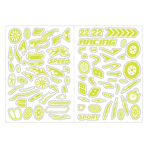 Цена за 4 шт. Книга со светящимися наклейками «Тачки на прокачку», 80 наклеек, 4 стр.