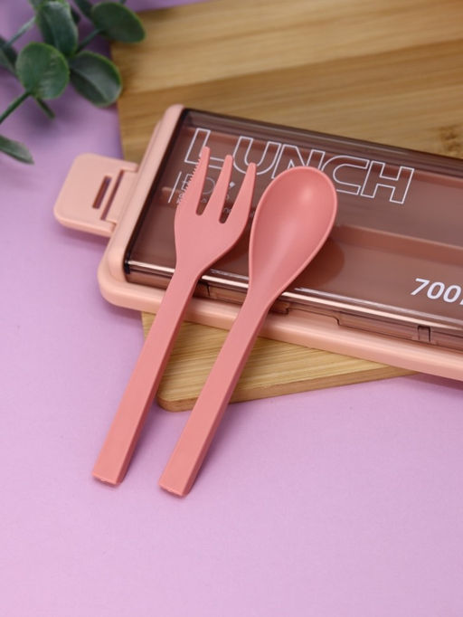 Ланчбокс "Life every day", pink (ложка+вилка), 700 мл