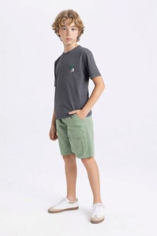 Erkek Cocuk Kargo Fit Gabardin Sort