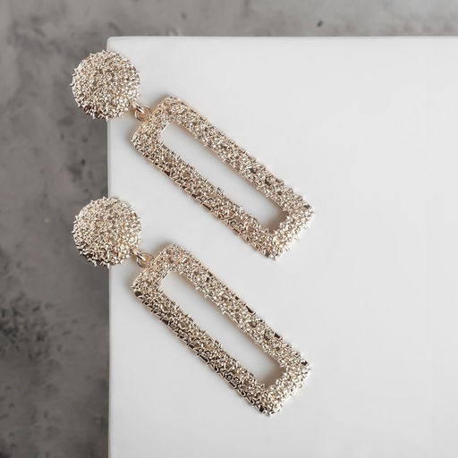 Серьги металл «Карибы» длинный прямоугольник, цвет розовое золото