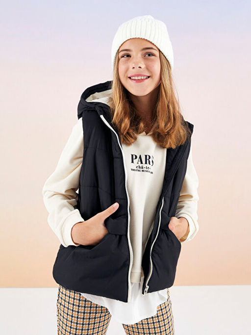 Kap??onlu Bask?l? Uzun Kollu K?z ?ocuk Sweatshirt - Waikiki фото 3