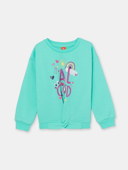 CRB wear/CSKG 63035-38-304 Джемпер модель "свитшот" для девочки, ментоловый/Ex.Cherubino