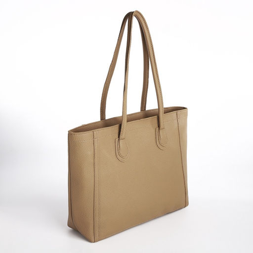 Шоппер женский, на молнии, 33×12×28 см, однотонный, бежевый