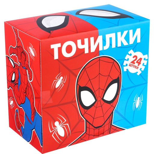 Цена за 24 шт. Точилка пластиковая прямоугольная, «Человек-паук»