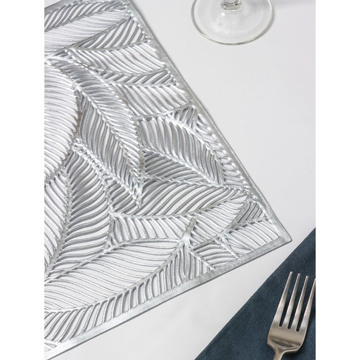 Набор салфеток сервировочных на стол Доляна Листопад, 4 шт, 4530 см, цвет серебряный  фото 2