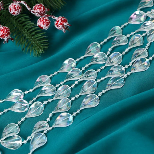 Бусы на ёлку Льдинка, длина 2.7 м, d=15 мм, прозрачные перламутровые - Зимнее волшебство фото 6