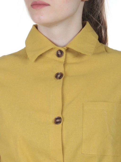 803 YELLOW Платье хлопковое с воротником Fashion