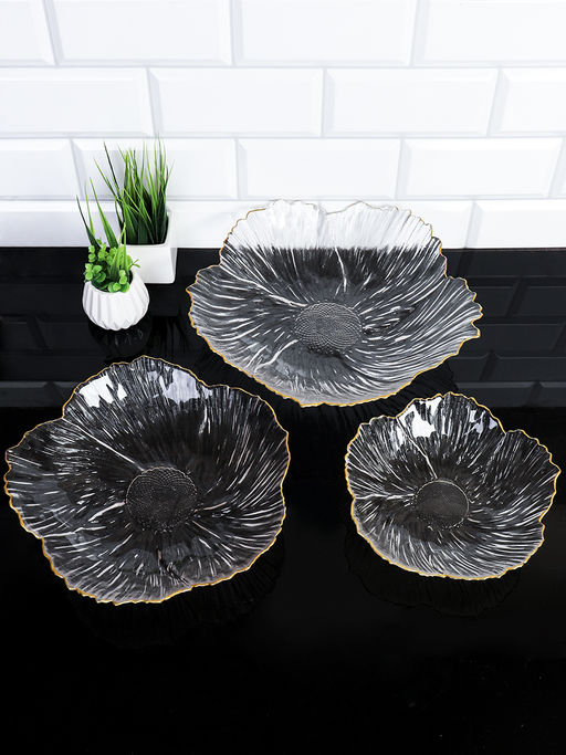 Салатник 3 штуки 28/25/19 см / 9067 /уп 8/ золотая обводка - ГалеонТрейд фото 2