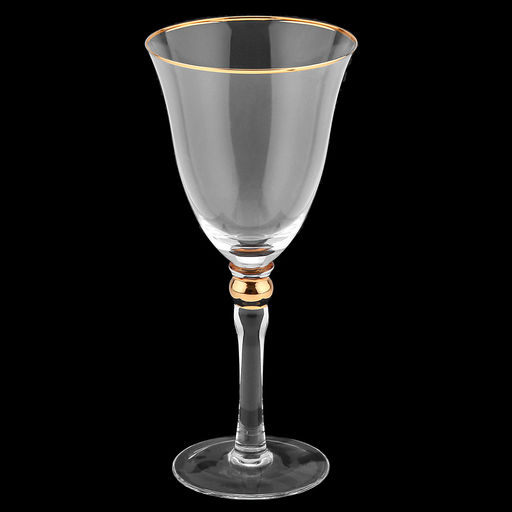 Жаклин Бокал стеклянный 350мл, д9,7см, h21см, тонкостенное, прозрачное стекло, отводка золотом (Китай) Цена указана за штуку. В коробке 4 штуки. - Домашняя мода фото 4