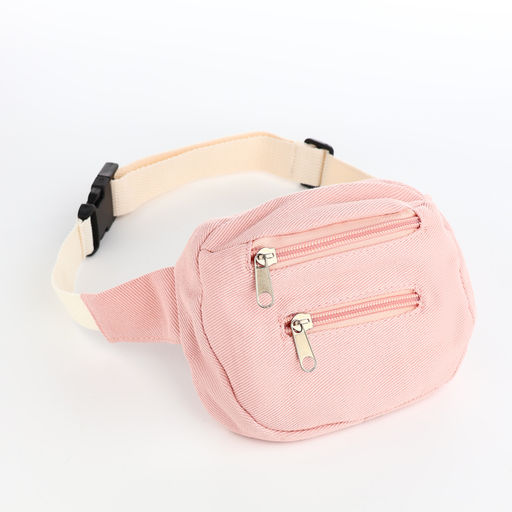 Сумка детская поясная на молнии, наружный карман, розовая