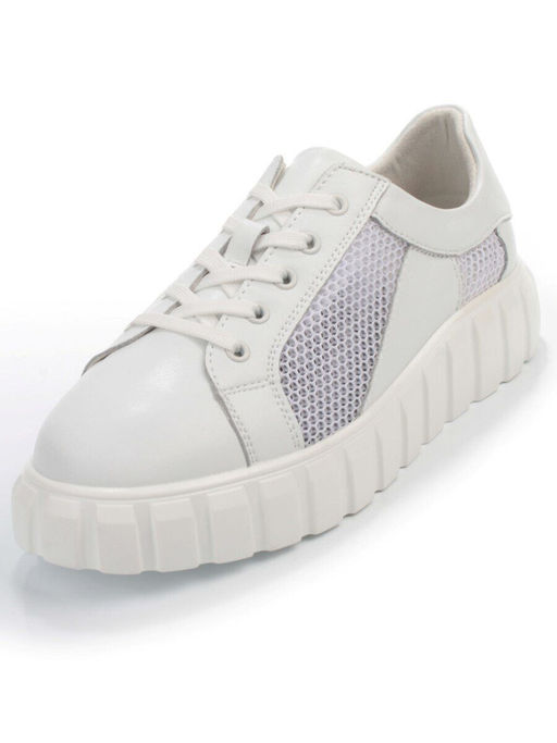 03-PDA93-1 WHITE Полуботинки спортивные женские (натуральная кожа, сетка) - No name фото 4