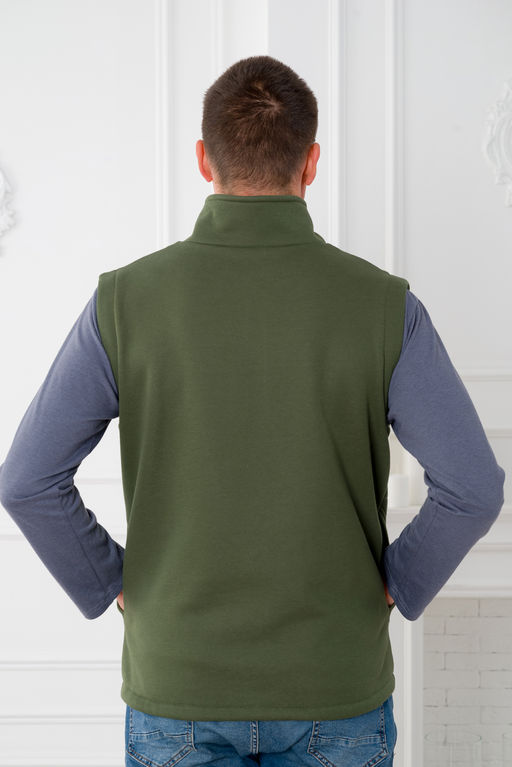 Жилет мужской из футера 3-х нитка хаки макси - Амадэль фото 9