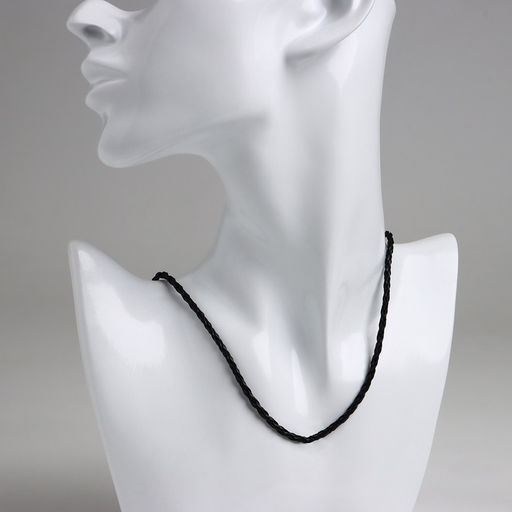 Цена за 10 шт. Шнурок кожаный, d=3 мм, 45 см, чёрный, косичка