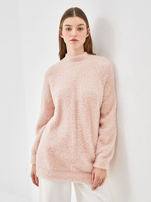 Dik Yaka Kad?n Pel?? Triko Tunik