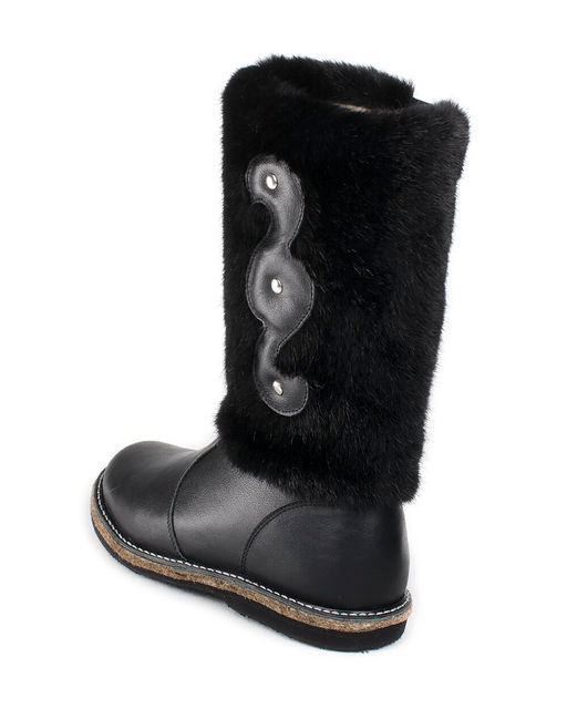 Унты женские на войлочной подошве.Черн., Черная "норка". Молния