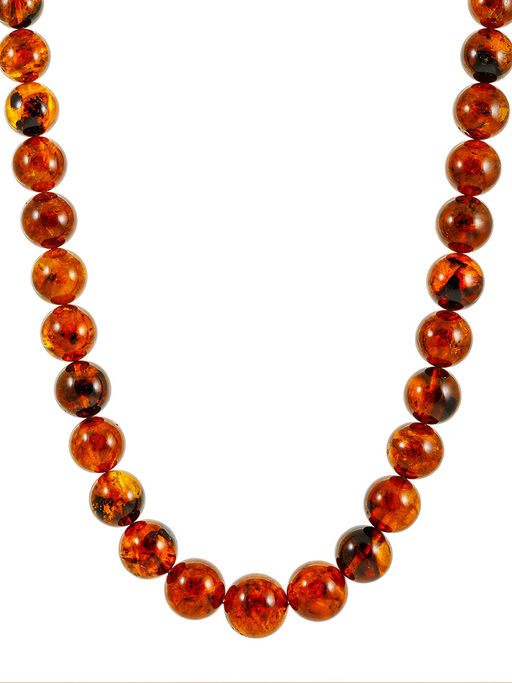 Бусы из натурального формованного янтаря Шар тёмно-коньячный