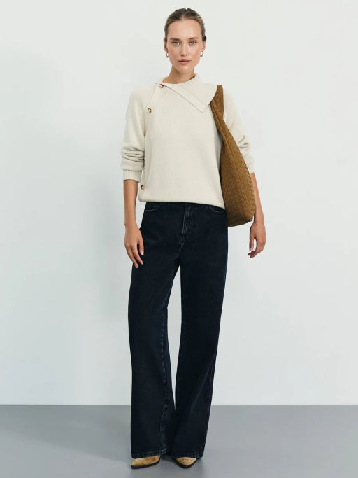 Джемпер из хлопка с пуговицами на воротнике / Zarina  фото 2