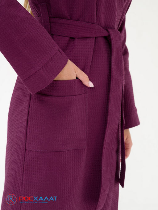 Женский вафельный халат с планкой сухая роза В-02 (29)