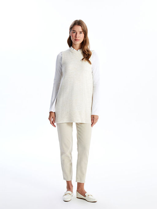 Kad?n F?rf?rl? Dik Yaka D?z Triko S?veter