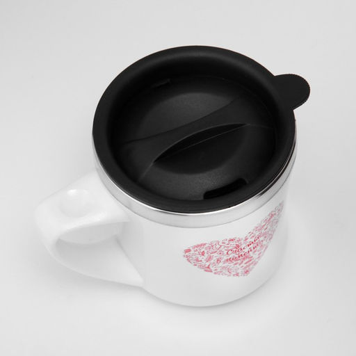 Термокружка, 350 мл, Счастье в моментах, сохраняет тепло 3 ч, белая