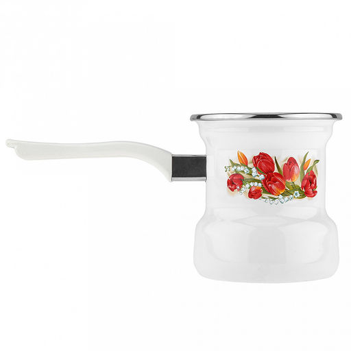 "Ласковый май" Кофеварка эмалированная 0,4л, д9см, h10см, пластмассовая фиксированная ручка, нержавеющий ободок (Россия)