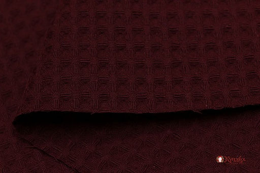 Вафельное премиум-полотно Italy цв.Темный бордо, ш.1.48м, хлопок-100%, 240гр/м.кв - Купава фото 2