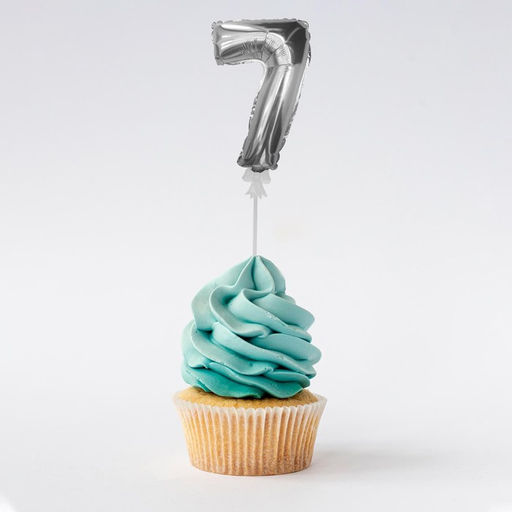 Воздушный шар 3" «Цифра-топпер 7», серебряный