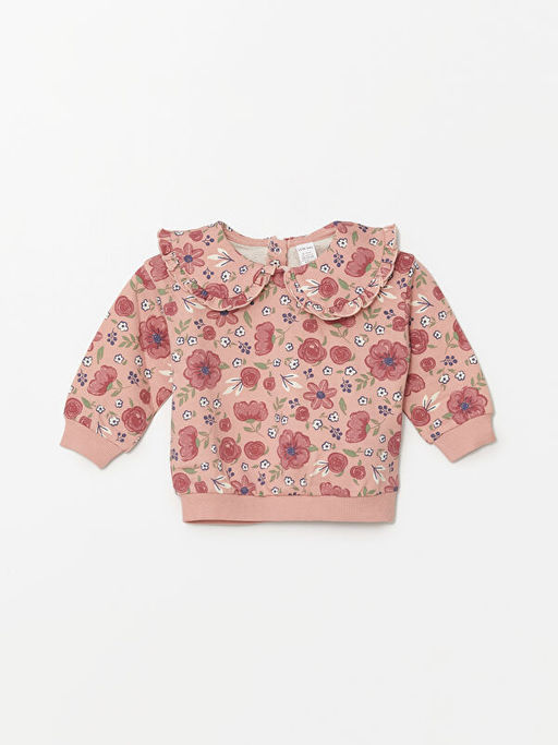 ?i?ek Bask?l? K?z Bebek Sweatshirt