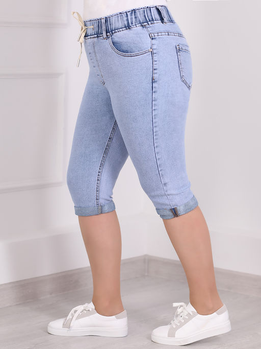 Капри джинсовые женские хлопковые на лето - Almond фото 2