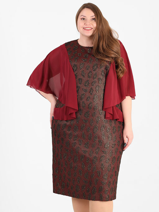 Платье бордовое праздничное корректирующее фигуру