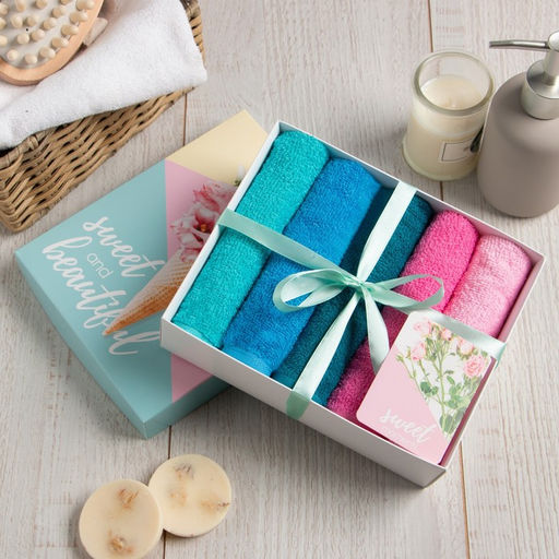 Салфетки махровые Этель Sweet and beautiful, 5 шт., 30?30 см, хлопок 100%