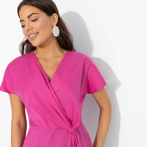 Блуза с декоративной драпировкой Откройся желаниям (фуксия) - Charutti фото 3