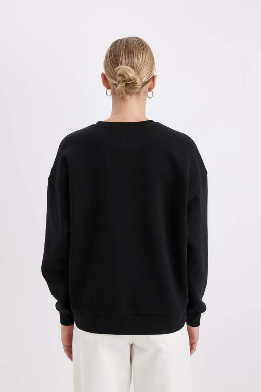 Толстовка из плотной ткани свободного кроя с круглым вырезом и принтом - Defacto фото 5