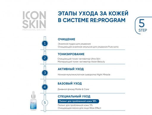 Сыворотка-пилинг для лица ночная с комплексом AHA + PHA + BHA кислотами. Комбинированная, жирная и п
