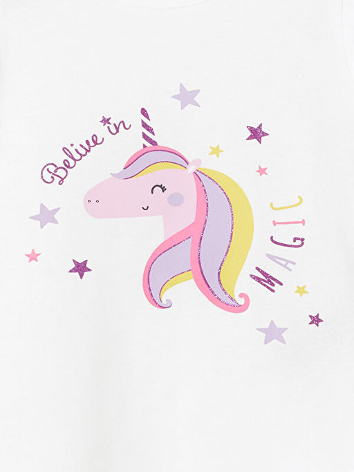 Bisiklet Yaka Bask?l? K?sa Kollu K?z Bebek Ti??rt - Waikiki фото 3