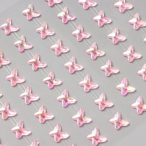 Наклейка - стразы Бабочки, розовая, 15?9 см