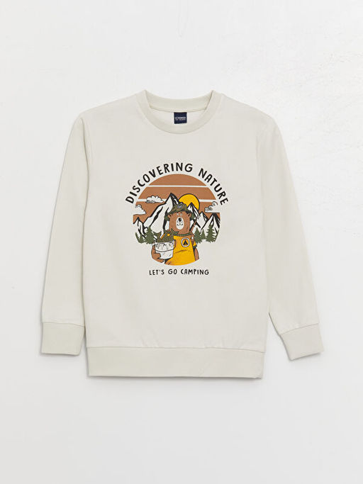 Bisiklet Yaka Bask?l? Uzun Kollu Erkek ?ocuk Sweatshirt ve E?ofman Alt? - Waikiki фото 2
