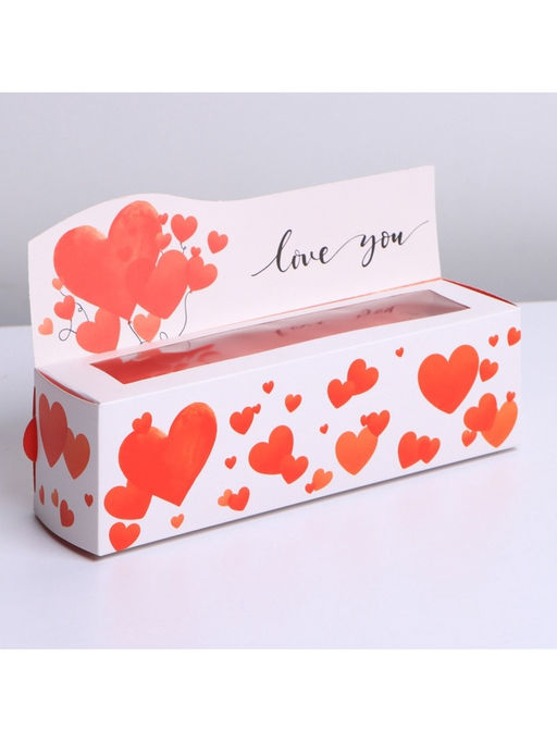 Цена за 5 шт. Коробка для макарун кондитерская, упаковка, « Love you», 18×5.5×5.5 см