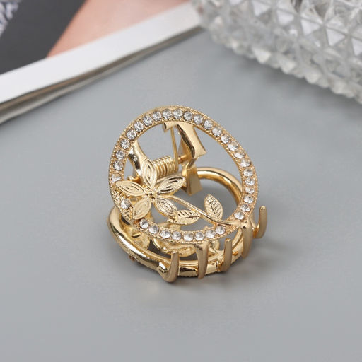 Крабик для волос «Флоранс», классика, 3.5 см, золото