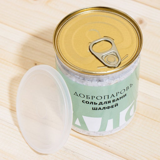 Соль для бани с травами Шалфей в прозрачной в банке, 400 гр - Добропаровъ фото 3