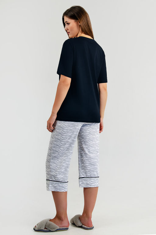 Арт. 9164 Пижама с бриджами 44-50 (4 шт) Цвет:темно-синий, серый - Калинка фото 4