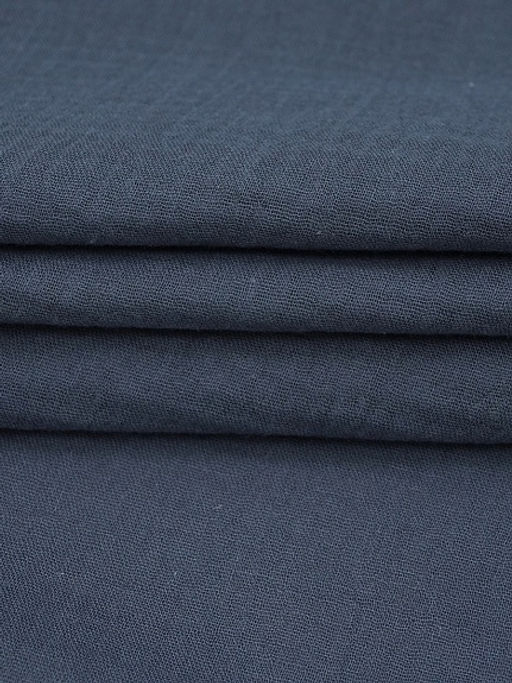 Муслин двухслойный с эффектом жатости, цв.Темный джинс, ш.1.4м, хлопок-100%, 110гр/м.кв - Купава фото 3