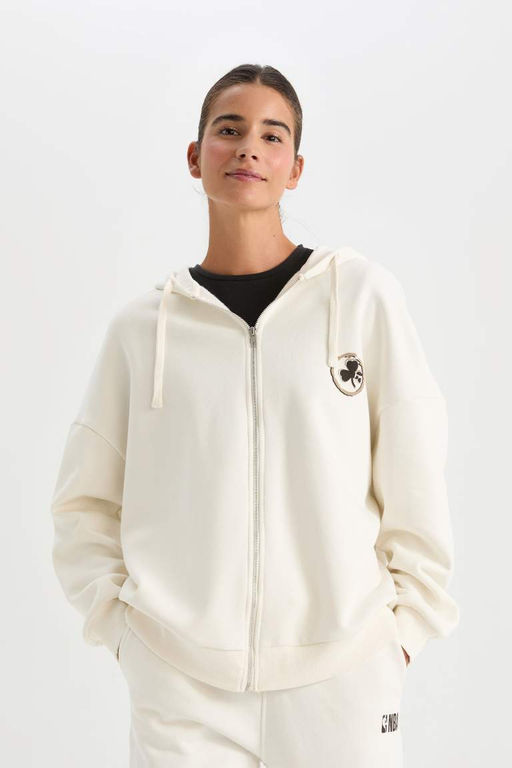 DeFactoFit NBA Boston Celtics кардиган оверсайз широкого кроя с капюшоном и принтом на спине из плотной ткани  фото 4