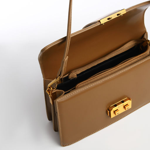 Сумка женская мессенджер TEXTURA на клапане, 26×8.5×14 см, светло-коричневая