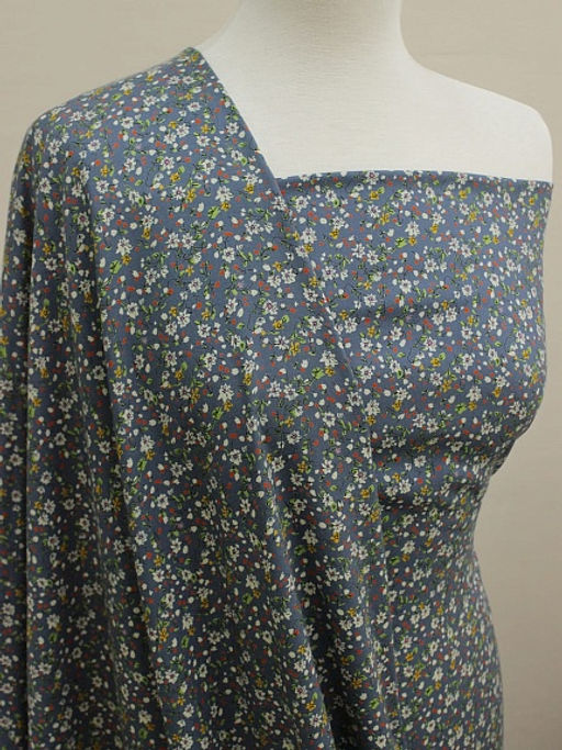 Штапель Премиум Полевое настроение цв.серо-голубой джинс, ш.1.45м, вискоза-100%, 120гр/м.кв - Купава фото 9