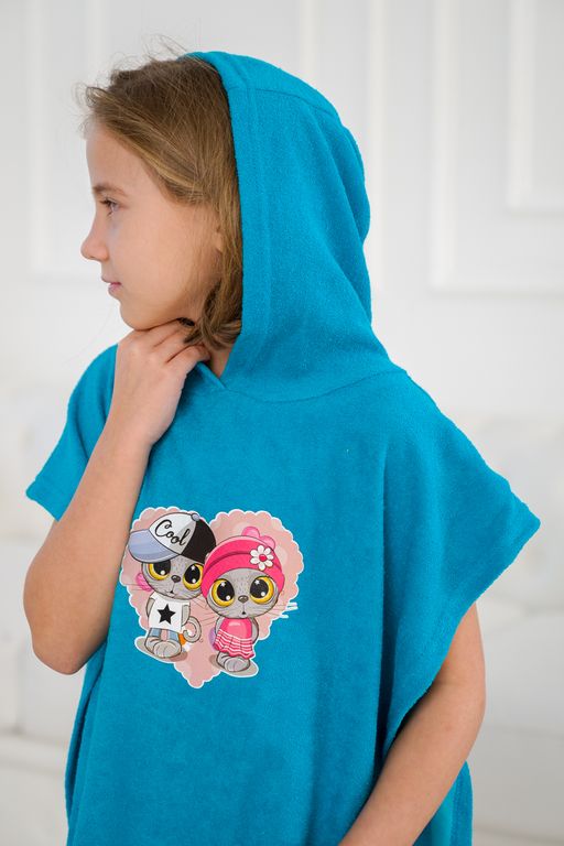 Халат детский Пончо махра Друзья бирюза - Амадэль фото 5